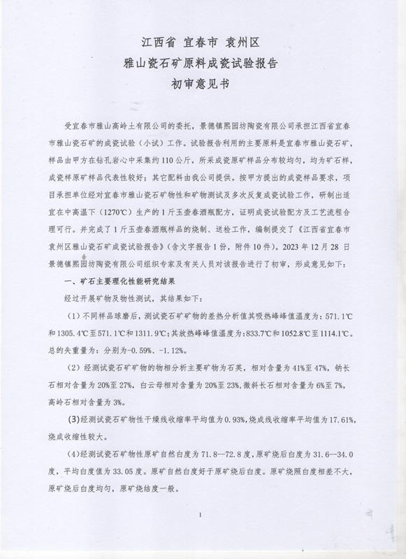 雅山瓷石礦初審意見書原件1